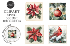Vintage Christmas Stamps Clipart Product Image 1