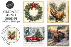 Vintage Christmas Stamps Png Product Image 1
