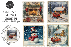 Vintage Christmas Stamps Png Product Image 1
