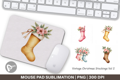 Mouse Pad Vintage Christmas Stockings Watercolor Product Image 1