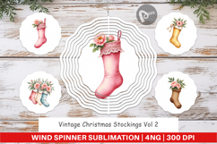 Wind Spinner Vintage Christmas Stockings Watercolor Product Image 1
