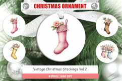 Ornament Vintage Christmas Stockings Watercolor Product Image 1
