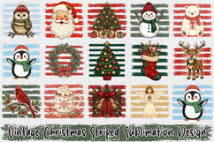 Vintage Christmas Striped PNG - Winter Sublimation Design Product Image 1