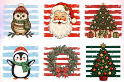 Vintage Christmas Striped PNG - Winter Sublimation Design Product Image 2