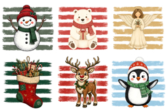 Vintage Christmas Striped PNG - Winter Sublimation Design Product Image 3