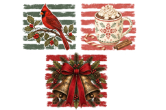 Vintage Christmas Striped PNG - Winter Sublimation Design Product Image 4
