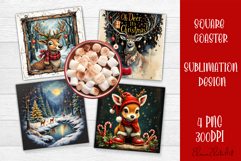 Vintage Christmas Sublimation, retro square Coaster Design Product Image 1