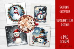 Vintage Christmas Sublimation, retro square Coaster Design Product Image 1
