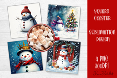 Vintage Christmas Sublimation, retro square Coaster Design Product Image 1