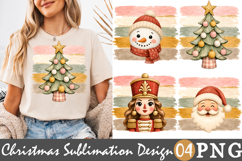 Vintage Christmas Sublimation Santa Snowman Tree Product Image 1