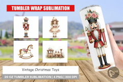 Tumbler Vintage Christmas Toys Watercolor Product Image 1
