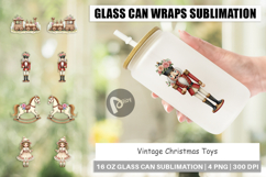 Glass Can Vintage Christmas Toys Watercolor Product Image 1