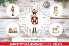 Wind Spinner Vintage Christmas Toys Watercolor Product Image 1