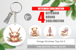 Keychain Vintage Christmas Toys Watercolor Product Image 1