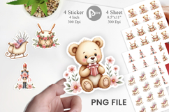 Sticker Vintage Christmas Toys Watercolor Product Image 1