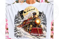 Vintage Christmas Train PNG | Snowy Winter Wonderland Santa Product Image 2