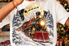 Vintage Christmas Train PNG | Snowy Winter Wonderland Santa Product Image 3