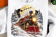 Vintage Christmas Train PNG | Snowy Winter Wonderland Santa Product Image 4