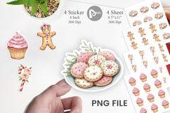 Sticker Vintage Christmas Treats Watercolor Product Image 1