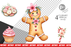 Clipart Vintage Christmas Treats Watercolor Product Image 1