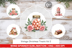 Wind Spinner Vintage Christmas Treats Watercolor Product Image 1