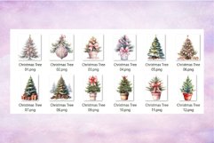 Vintage Christmas Tree Watercolor Clipart Bundle