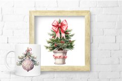 Vintage Christmas Tree Watercolor Clipart Bundle