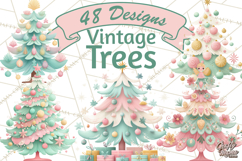 Vintage Christmas Tree PNG, Mid Century Holiday Clipart Product Image 1