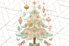 Vintage Christmas Tree PNG, Mid Century Holiday Clipart Product Image 3