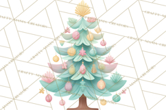 Vintage Christmas Tree PNG, Mid Century Holiday Clipart Product Image 4