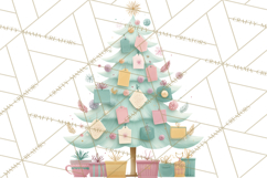 Vintage Christmas Tree PNG, Mid Century Holiday Clipart Product Image 5