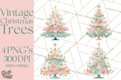 Vintage Christmas Tree PNG, Mid Century Holiday Clipart Product Image 1