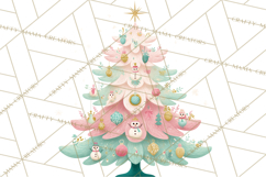 Vintage Christmas Tree PNG, Mid Century Holiday Clipart Product Image 2