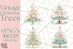 Vintage Christmas Tree PNG, Mid Century Holiday Clipart Product Image 1