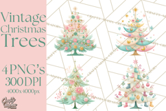 Vintage Christmas Tree PNG, Mid Century Holiday Clipart Product Image 1