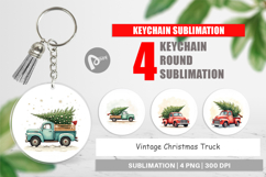 Vintage Christmas Truck Keychain Product Image 1