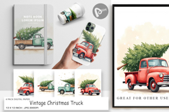 Vintage Christmas Truck Digital Paper Product Image 1