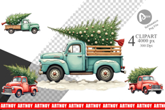 Vintage Christmas Truck Clipart Product Image 1