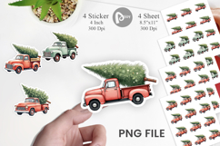 Vintage Christmas Truck Sticker Product Image 1