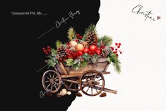 Vintage Festive Wagon Clipart | Christmas Clipart Product Image 2