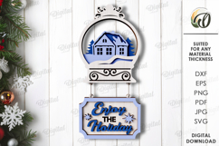 Vintage Christmas Wall Decor Lasercut. Christmas Decor SVG Product Image 1