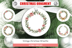 Ornament Vintage Christmas Wreaths Watercolor Product Image 1