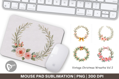 Mouse Pad Vintage Christmas Wreaths Watercolor Product Image 1