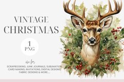 Watercolor Christmas Deer Clipart Product Image 1