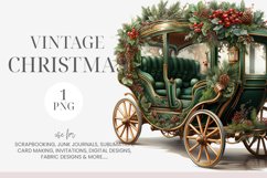 Watercolor Christmas Carriage Clipart Product Image 1