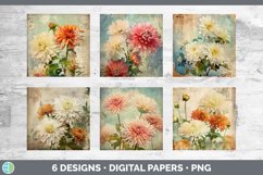 Bundle of six Decoupage Chrysanthemums Paper Backgrounds designs.