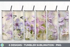 Bundle of six Decoupage Clematis Tumbler designs.