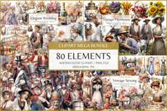 Vintage &amp; Charm Clipart Mega Bundle, Set of 80 elements Product Image 1