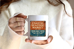 Vintage Coastal Seafood Market Sign PNG, Rustic Nautical Tin Product Image 2