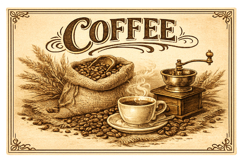 Vintage Coffee Labels PNG, Retro Grunge Coffee Cafe Product Image 2